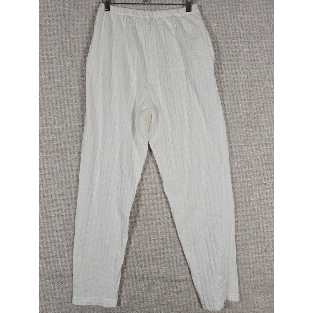 DWSF Vintage White Textured 100% Cotton Elastic Waist Pants Made‎ in USA 26x27 - Picture 9 of 10